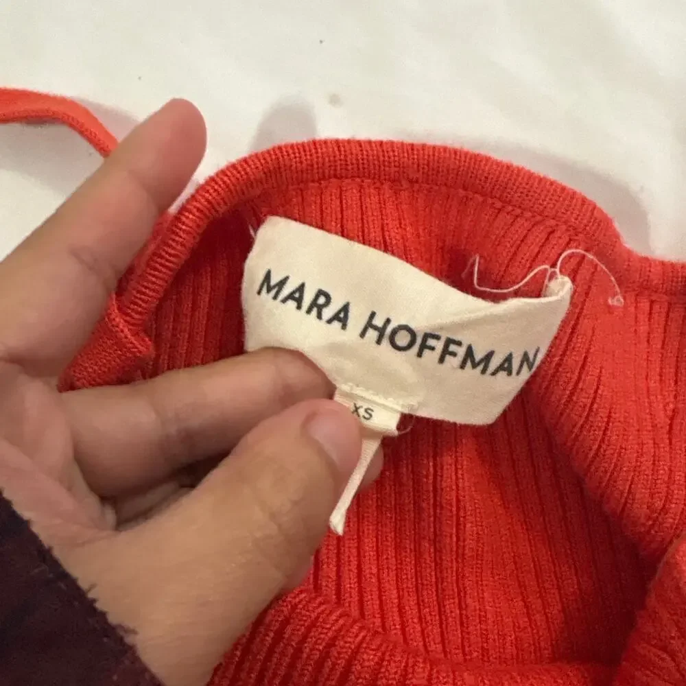 Mara Hoffman Womens XS Ribbed Delilah Maxi Dress Orange Knit Minimalist Resort